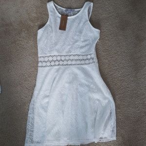 Francesca's White Lace Dress Size L